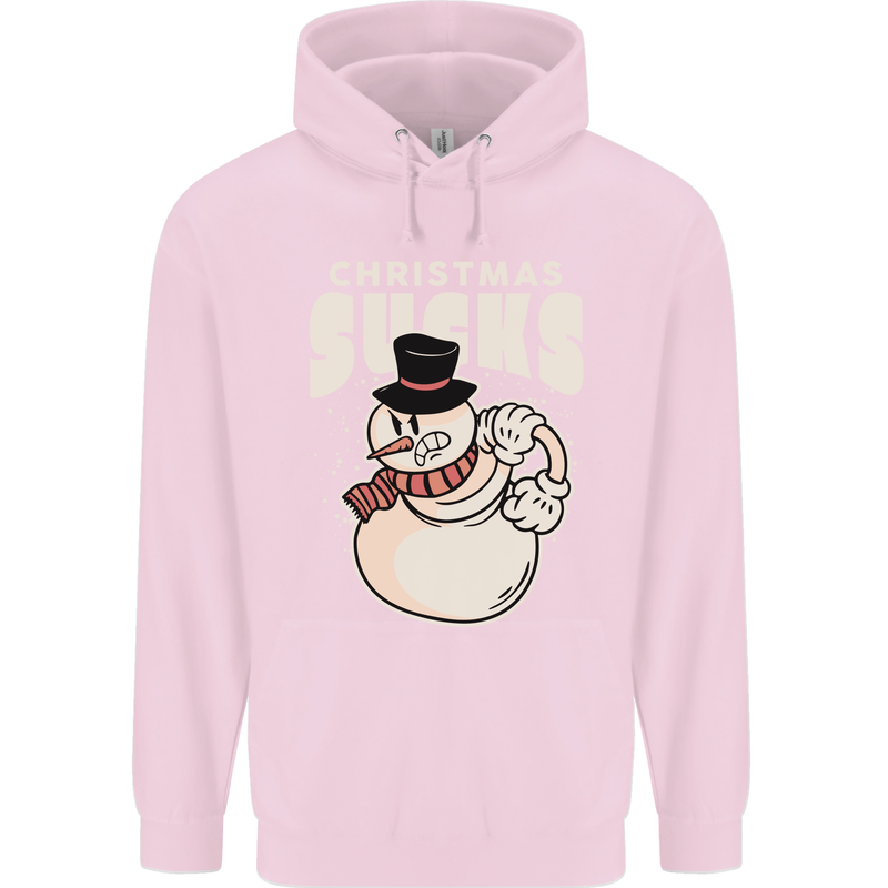 Christmas Sucks Bah Humbug Snowman Xmas Mens 80% Cotton Hoodie Light Pink