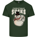 Christmas Sucks Bah Humbug Snowman Xmas Mens Cotton T-Shirt Tee Top Forest Green