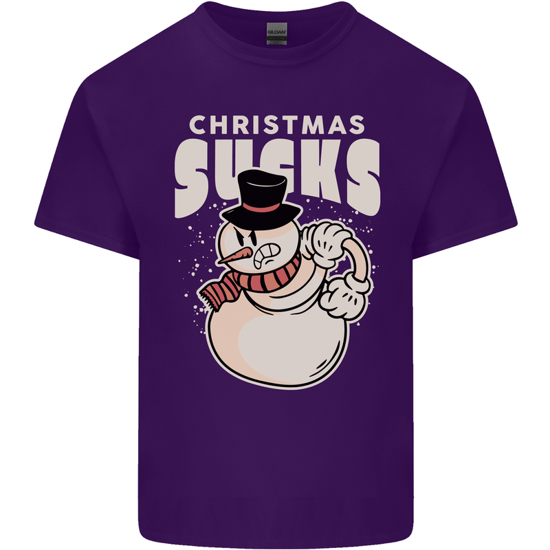 Christmas Sucks Bah Humbug Snowman Xmas Mens Cotton T-Shirt Tee Top Purple