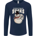 Christmas Sucks Bah Humbug Snowman Xmas Mens Long Sleeve T-Shirt Navy Blue