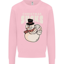 Christmas Sucks Bah Humbug Snowman Xmas Mens Sweatshirt Jumper Light Pink
