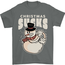 Christmas Sucks Bah Humbug Snowman Xmas Mens T-Shirt 100% Cotton Charcoal