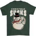 Christmas Sucks Bah Humbug Snowman Xmas Mens T-Shirt 100% Cotton Forest Green
