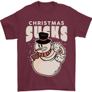 Christmas Sucks Bah Humbug Snowman Xmas Mens T-Shirt 100% Cotton Maroon