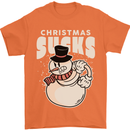 Christmas Sucks Bah Humbug Snowman Xmas Mens T-Shirt 100% Cotton Orange