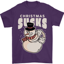 Christmas Sucks Bah Humbug Snowman Xmas Mens T-Shirt 100% Cotton Purple