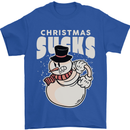 Christmas Sucks Bah Humbug Snowman Xmas Mens T-Shirt 100% Cotton Royal Blue