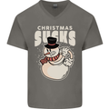 Christmas Sucks Bah Humbug Snowman Xmas Mens V-Neck Cotton T-Shirt Charcoal