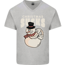 Christmas Sucks Bah Humbug Snowman Xmas Mens V-Neck Cotton T-Shirt Sports Grey