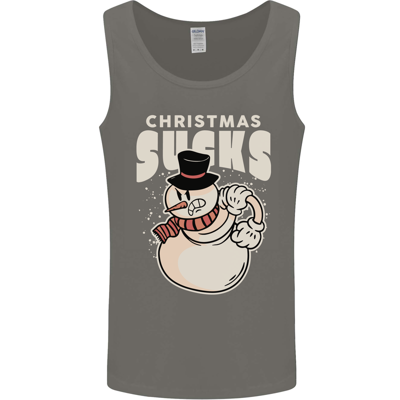 Christmas Sucks Bah Humbug Snowman Xmas Mens Vest Tank Top Charcoal