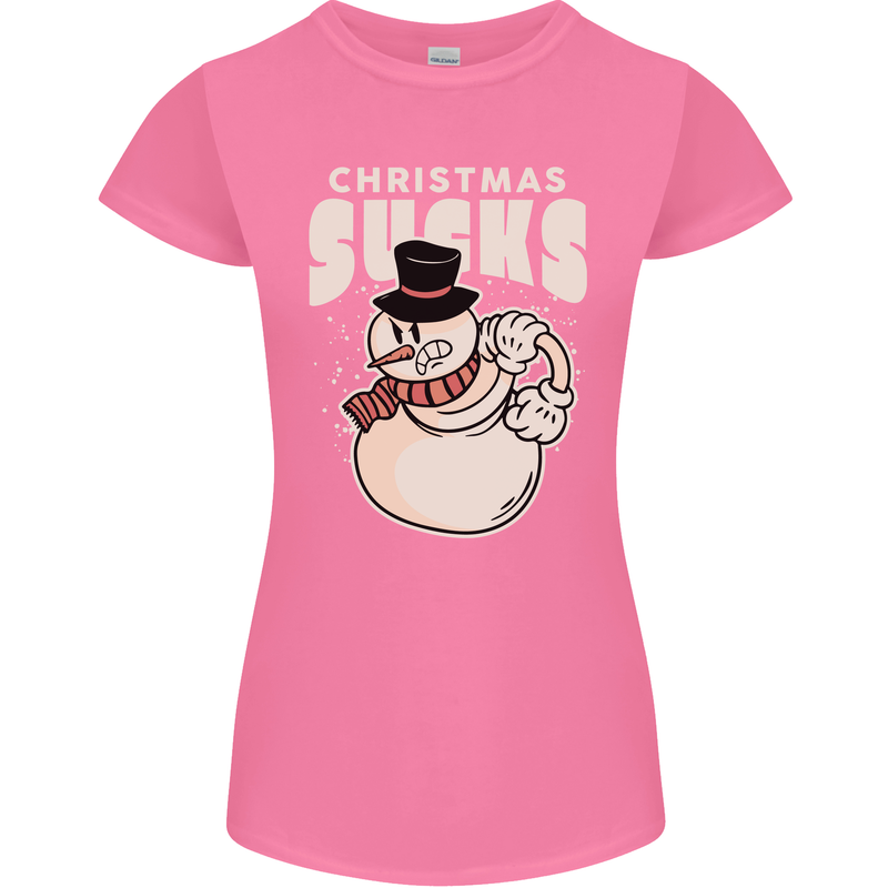 Christmas Sucks Bah Humbug Snowman Xmas Womens Petite Cut T-Shirt Azalea