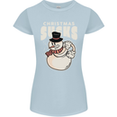 Christmas Sucks Bah Humbug Snowman Xmas Womens Petite Cut T-Shirt Light Blue