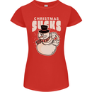 Christmas Sucks Bah Humbug Snowman Xmas Womens Petite Cut T-Shirt Red