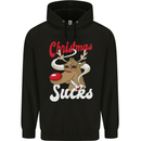 Christmas Sucks Funny Xmas Weed Spliff Childrens Kids Hoodie Black