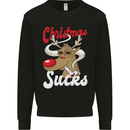 Christmas Sucks Funny Xmas Weed Spliff Kids Sweatshirt Jumper Black