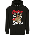 Christmas Sucks Funny Xmas Weed Spliff Mens 80% Cotton Hoodie Black