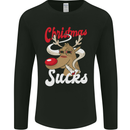 Christmas Sucks Funny Xmas Weed Spliff Mens Long Sleeve T-Shirt Black