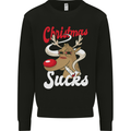 Christmas Sucks Funny Xmas Weed Spliff Mens Sweatshirt Jumper Black