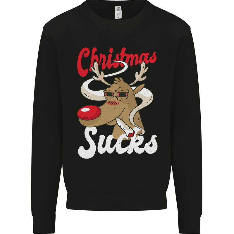 Christmas Sucks Funny Xmas Weed Spliff Mens Sweatshirt Jumper Black