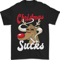 Christmas Sucks Funny Xmas Weed Spliff Mens T-Shirt 100% Cotton Black