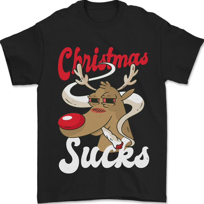 Christmas Sucks Funny Xmas Weed Spliff Mens T-Shirt 100% Cotton Black