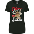 Christmas Sucks Funny Xmas Weed Spliff Womens Wider Cut T-Shirt Black