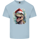 Christmas T-Rex Dinosaur Xmas Hat Kids T-Shirt Childrens Light Blue