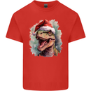 Christmas T-Rex Dinosaur Xmas Hat Kids T-Shirt Childrens Red