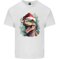 Christmas T-Rex Dinosaur Xmas Hat Kids T-Shirt Childrens White