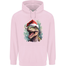 Christmas T-Rex Dinosaur Xmas Hat Mens 80% Cotton Hoodie Light Pink