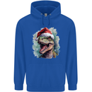 Christmas T-Rex Dinosaur Xmas Hat Mens 80% Cotton Hoodie Royal Blue