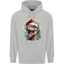 Christmas T-Rex Dinosaur Xmas Hat Mens 80% Cotton Hoodie Sports Grey