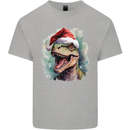 Christmas T-Rex Dinosaur Xmas Hat Mens Cotton T-Shirt Tee Top Sports Grey