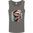 Christmas T-Rex Dinosaur Xmas Hat Mens Vest Tank Top Charcoal