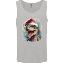 Christmas T-Rex Dinosaur Xmas Hat Mens Vest Tank Top Sports Grey