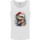 Christmas T-Rex Dinosaur Xmas Hat Mens Vest Tank Top White