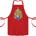 Christmas T-Rex & Unicorn Funny Xmas Gift Cotton Apron 100% Organic Red
