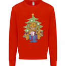 Christmas T-Rex & Unicorn Funny Xmas Gift Mens Sweatshirt Jumper Bright Red