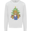 Christmas T-Rex & Unicorn Funny Xmas Gift Mens Sweatshirt Jumper White