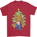 Christmas T-Rex & Unicorn Funny Xmas Gift Mens T-Shirt 100% Cotton Red