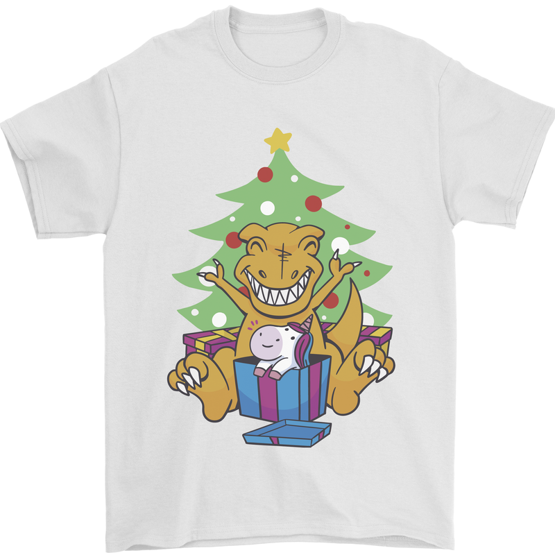 Christmas T-Rex & Unicorn Funny Xmas Gift Mens T-Shirt 100% Cotton White