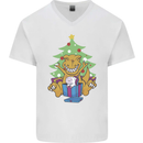 Christmas T-Rex & Unicorn Funny Xmas Gift Mens V-Neck Cotton T-Shirt White