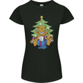 Christmas T-Rex & Unicorn Funny Xmas Gift Womens Petite Cut T-Shirt Black