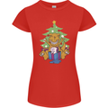Christmas T-Rex & Unicorn Funny Xmas Gift Womens Petite Cut T-Shirt Red
