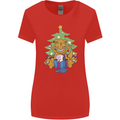 Christmas T-Rex & Unicorn Funny Xmas Gift Womens Wider Cut T-Shirt Red