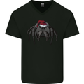 Christmas Tarantula Funny Xmas Hat Spider Mens V-Neck Cotton T-Shirt Black