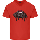 Christmas Tarantula Funny Xmas Hat Spider Mens V-Neck Cotton T-Shirt Red
