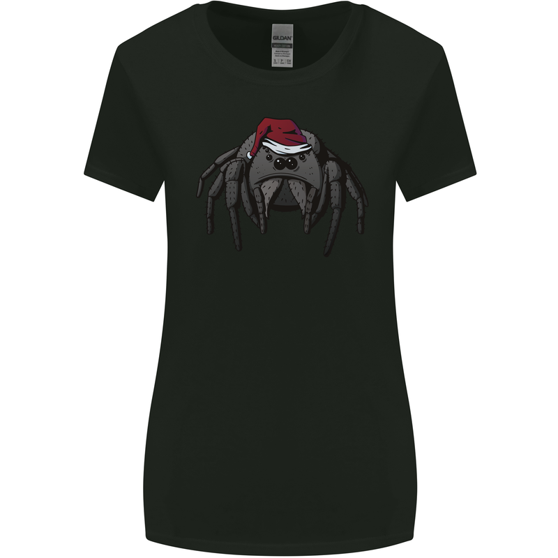 Christmas Tarantula Funny Xmas Hat Spider Womens Wider Cut T-Shirt Black