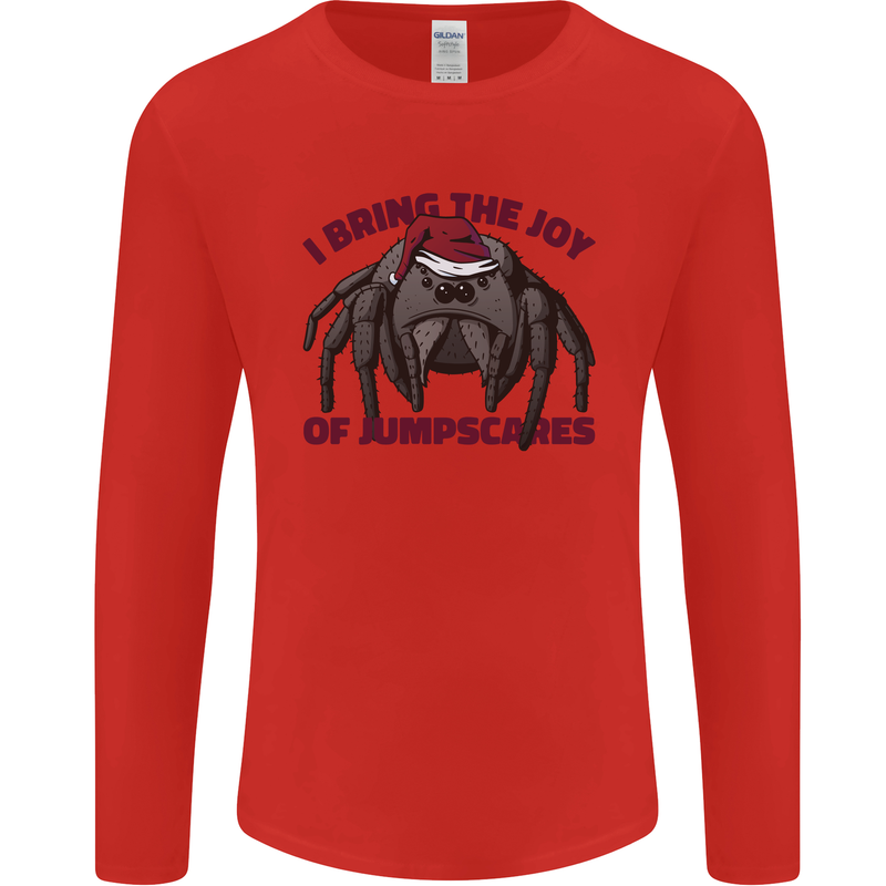Christmas Tarantula Funny Xmas Spider Mens Long Sleeve T-Shirt Red