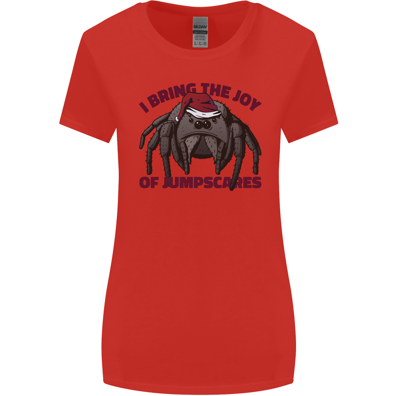 Christmas Tarantula Funny Xmas Spider Womens Wider Cut T-Shirt Red